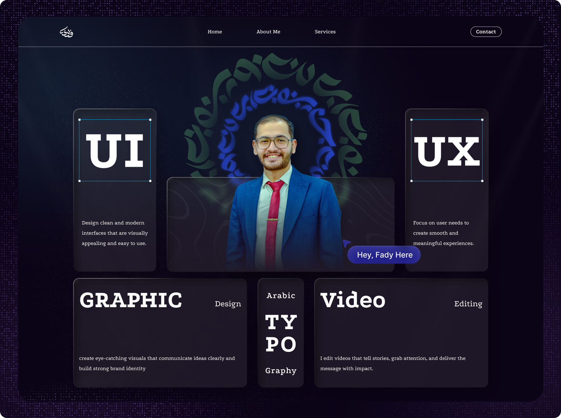 Designer Portfolio | Landing page artist fady figma folio graphic design landing page portfolio typography ui ux video editing website