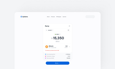 Quikens On-ramp UI blockchain btc crypto dapp defi eth ui uidesign uiux wallet web2 web3