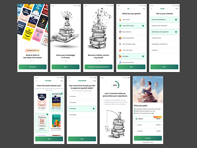 AI Book Summaries - Onboarding and Direct Store app design graphic design illustration ui ux