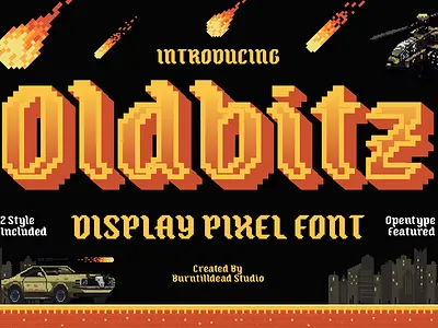 Oldbitz - Pixel Font 8bit font arcade display font arcade font custom font font free font game font gaming font kids font nostalgic font pixel art font pixel font pixel gothic font pixel lettering pixel typeface retro display retro font retro game font shadow font vintage pixel font