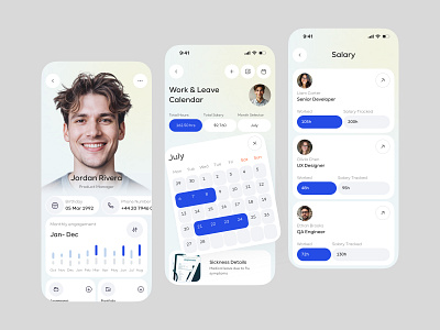 HR Management App Design app app design cleen app employee hr hr a hr app hr management human resources ios minimal app mobile app mobile app design pppayroll recruitment ui ui elements ux