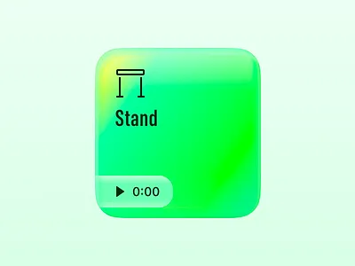 iOS Stand Timer UI card clock desk duration gradient graphic design green icon illustration ios iphone mobile p3 stand stopwatch timer ui ux vibrant