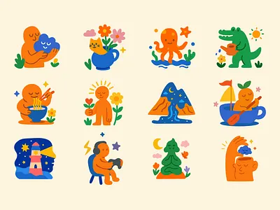 Bloomie Life illustrations activities bloomie branding cartoon character design children book design dream flat graphic design happy icons illustration life logo man surreal vector vector illustration vector man