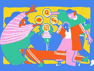 Young Energy blue dance diversity editorial illustration fashion global hip hip hop illustration philanthropy together united unity urban world yellow young youth