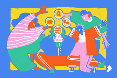 Young Energy blue dance diversity editorial illustration fashion global hip hip hop illustration philanthropy together united unity urban world yellow young youth