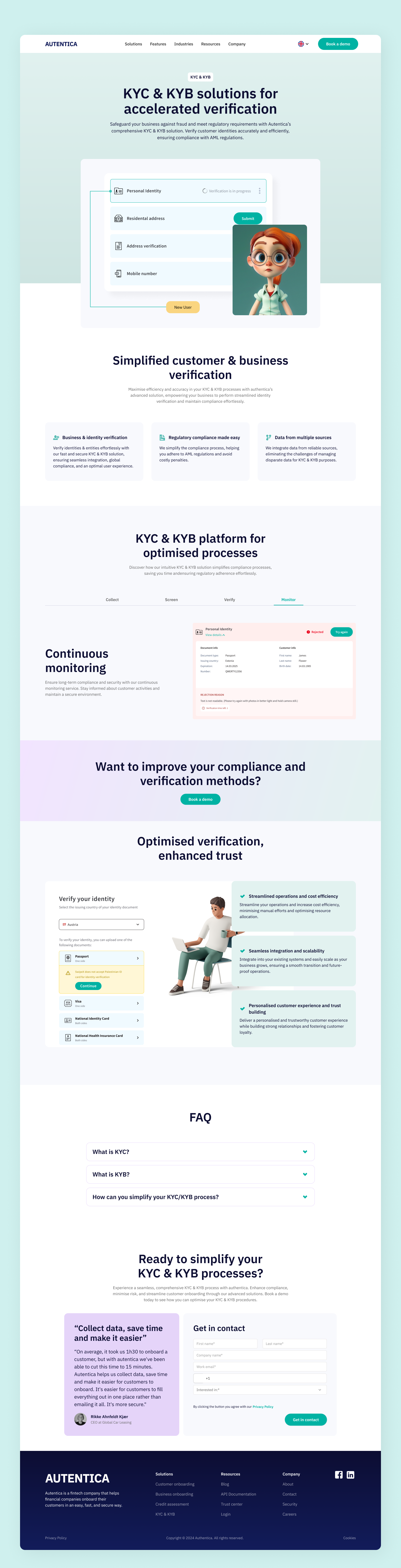 Autentica – KYC & KYB Verification Platform Website design kyc landing page moderndesign ui web web design webpage website