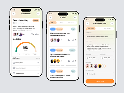 Task Management Mobile App app app design daily tasks goal tracking app habit tracking app ios mobile app mobile application project management app task app task list task management spp team management ui user exprience ux