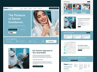 Prime Dental - Dental Clinic Website UI Design booking appointment branding clean website clinic website dental care website dental practice website dental website dentalcare dentist dentist website dentistry figma healthcare website medical website portfolio uiux webdesign website website design website inspiration