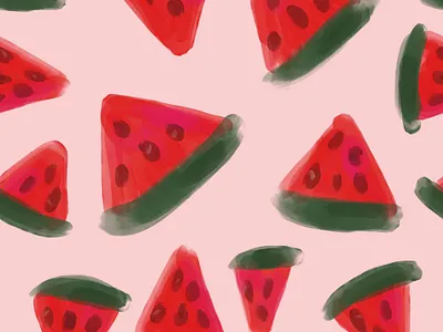 Summer Watercolor Watermelon. Seamless pattern bright fabric fashion food pattern red seamless textile watermelon