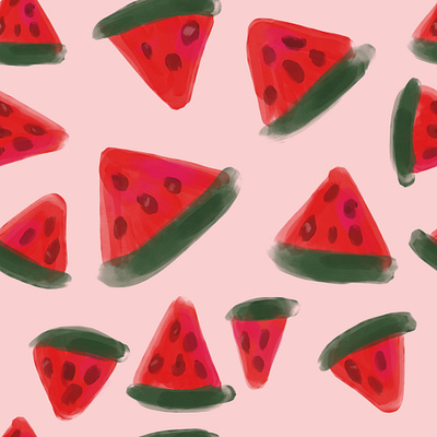 Summer Watercolor Watermelon. Seamless pattern bright fabric fashion food pattern red seamless textile watermelon