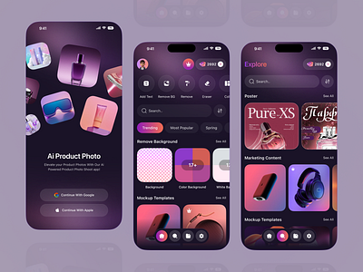 AI Photo Editor Mobile App UI ai ai app ai app design ai editor ai mobile app ai photo editor ai tools app artificial intelligence image enhancer app ios design mobile app photo edit photo editing photo editing app photo editor ui design uiux
