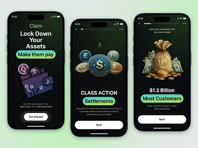 Crypto & Finance Wallet App UI crypto currency crypto onboadring crypto wallet app cryptocurrency mobile app finance app fintech app fintech mobile app ios design mobile app mobile app design modern wallet app money claim app onboarding onboarding app splash screen design uidesign userinterface wallet app wallet onboarding app web design