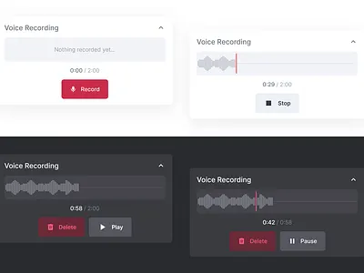 Voice Recording UI Component Design app product saas
