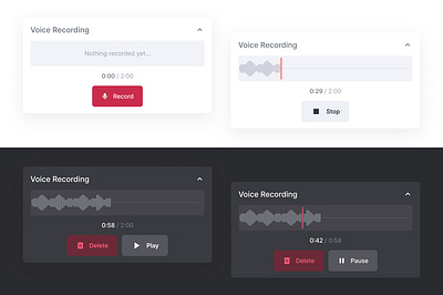 Voice Recording UI Component Design app product saas