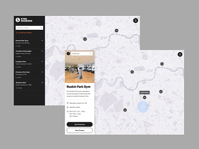 Steel Warriors - Find A Gym branding fitness geolocation gym location location finder london search ui ui design web design