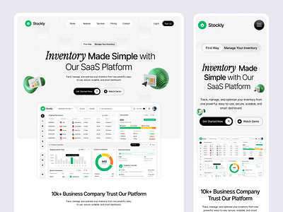 Inventory - SaaS Landing Page Design b2b saas landing page clean ui kit inventory dashboard design inventory management system inventory saas landing page inventory software design landing page modern ui design product design figma saas app saas ui saas ui ux saas website design ui web design webapp website