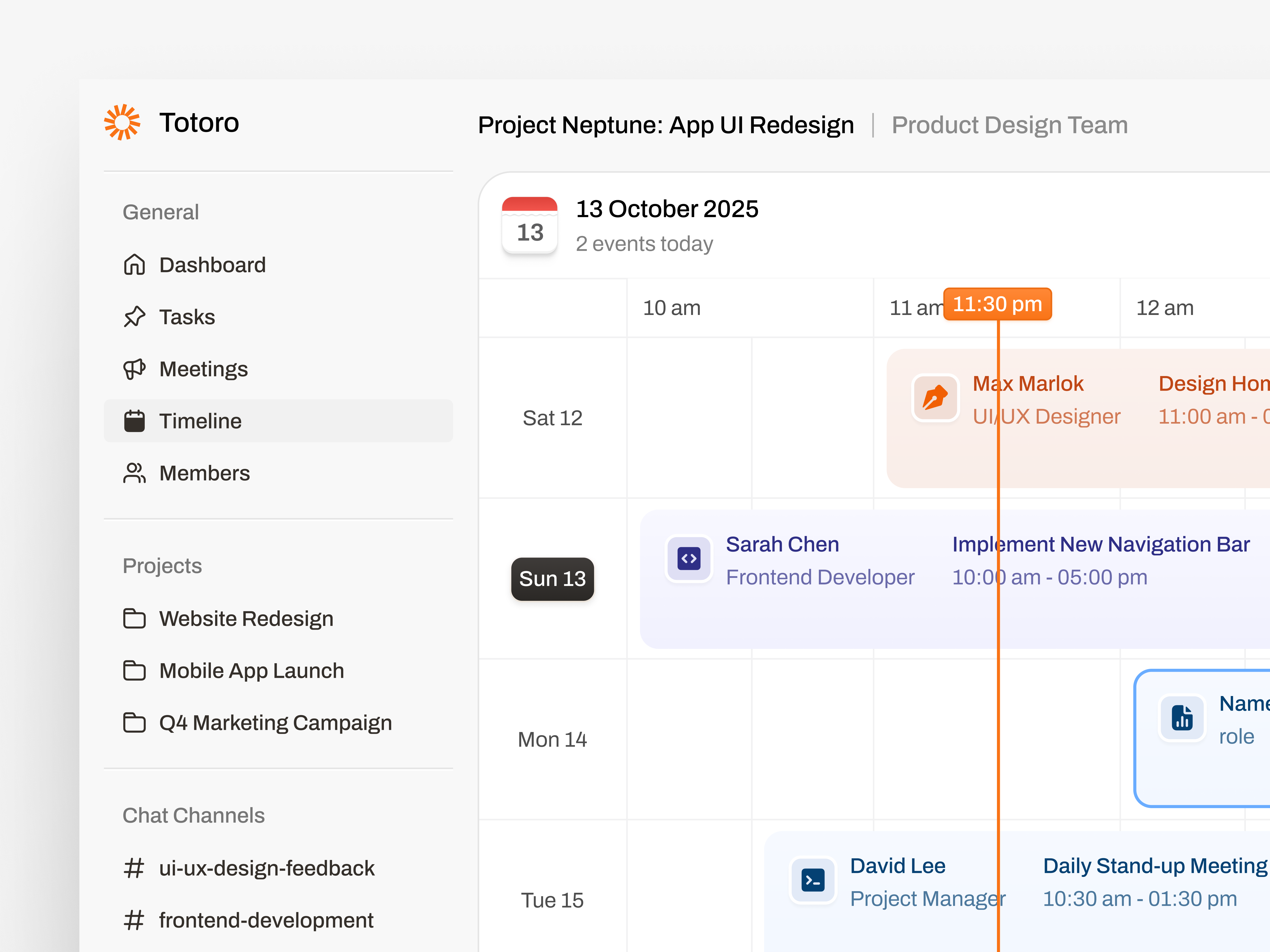 Calendar App - Totoro app app design calendar calendar app dashboard google list meeting product design productivity project project management saas task todo todolist ui web web design webapp