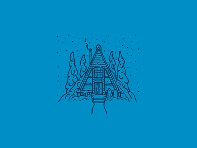 SNOWBOARD CABIN ILLUSTRATION cabin forest illustration mountain pnw snow snowboard trees vector whistler