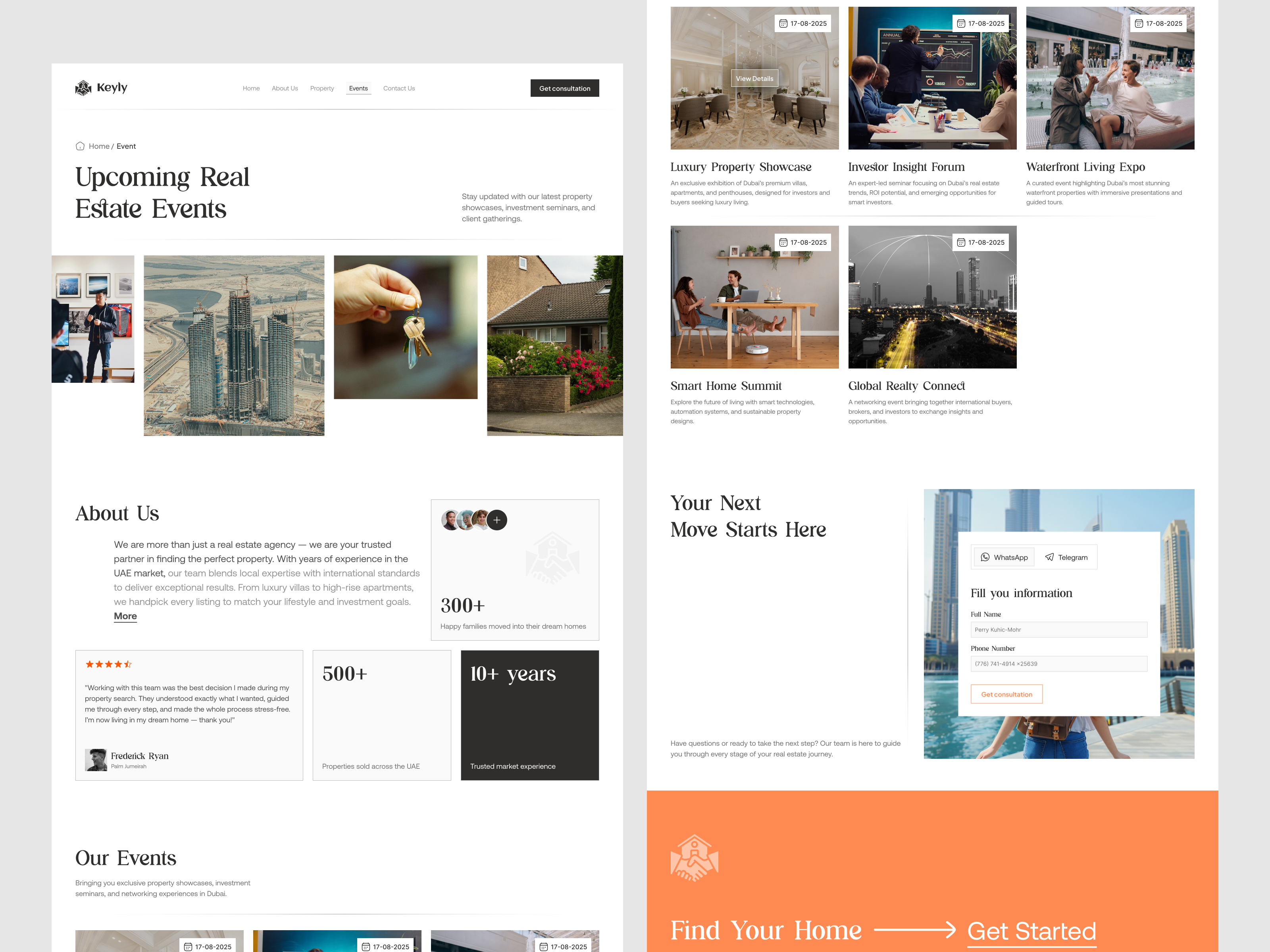 Real Estate Responsive Website Event Page | UIUX interface product service startup ui ux web