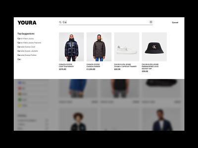 Youra - E-Commerce Search clean e commerce fashion landing page london minimal search shop shopify shopping trainers ui ui design ux ux design web web design