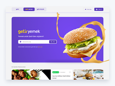 Header · Getir Yemek dashboard delivery desktop e commerce food header q commerce restaurant web