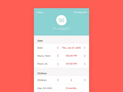 Request A Nanny Form, B&B App UI app design babies clean design flat form ios iphone modern nanny request ui user interface ux