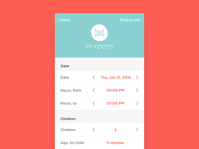 Request A Nanny Form, B&B App UI app design babies clean design flat form ios iphone modern nanny request ui user interface ux