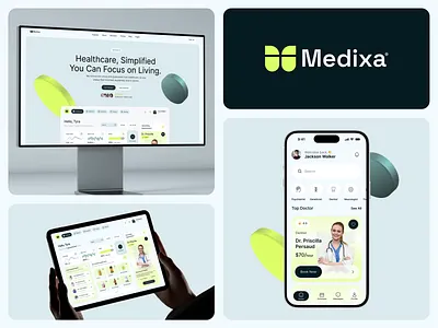 Medixa® – Healthcare Branding, Website, Mobile App & Dashboard app ui exploration branding design clean ui design dashboard ui design end to end design healthcare branding healthcare ui design healthcare ux human centered design medical app design medical dashboard minimal uiux mobile app uiux modern ui concept product uiux responsive app design saas dashboard design uiux case study ux microinteractions website uiux