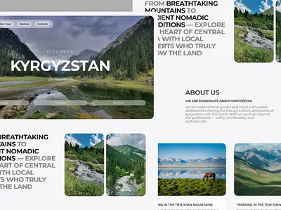 Travel website. Discover Kyrgyzstan. kyrgyzstan landing page travel ui web design