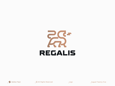 Regalis lion logo bold branding business elegant finance fintech geometry graphic design illustration investing line art lion logo luxury money regal roar saas startup strong