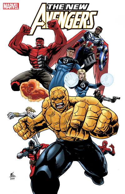 The New Avengers - Marvel Comics artist artwork avengers book cover branding character character illustration comic artist comic style comics commission cover art drawing ideas illustration marvel movie poster project sketch