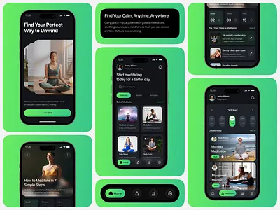 Wellness Meditation Mobile App UI/UX Design app design breathe app design focotik healthcare meditation app mental health mobile app mood tracker psychotherapy saas self care stress relief app uiux web design wellness app yoga app