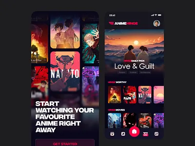 AnimeHinge- Anime Streaming OTT Platform Mobile App anime best shot design logo ott streaming ui uiux userexperience userinterface ux