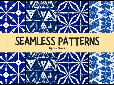 Indigo Shibori Tie Dye Geometric Seamless Pattern 3d animation graphic design