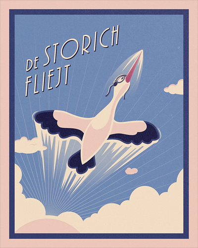 The stork is flying 2danimation after effects alsace animation design flying illustration illustrator motion design motion graphics plane sky stork super hero