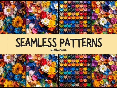 Vibrant Painterly Floral and Color Palette Pattern 3d animation ui