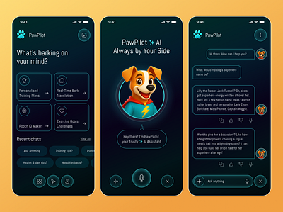 PawPilot : AI-powered mobile app designed to support dog owners creativeprocess designcommunity designmatters designthinking digitaldesign mobiledesign opentowork productdesign uidesign uxdesign