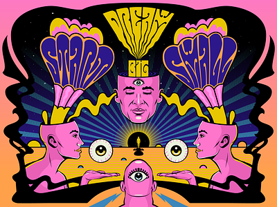 Dream big. Start small. color colorful design editorial fantasy illustration lettering magazine psychedelic retro surrealism typography vector vintage