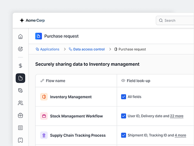 Bread crumbs container bread crumb bread crumb ui bread crumbs breadcrumb checkbox clean ui data sharing flow header header left nav left navigation matrix navigation product design saas search bar search ui table ui web