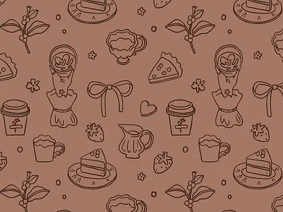 Coquette coffee club pattern coffee coquette creative market design drink elements illustration morning pattern seamless vector