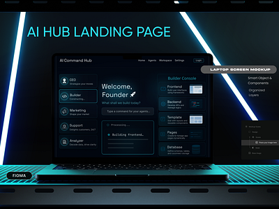 AI Hub Landing Page Interface figma graphic design interface ui ux website