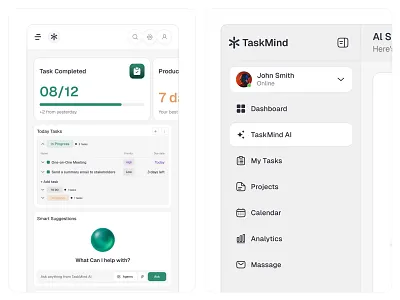 Task Management App - Sidebar & Ask AI ai dashboard navbar productivity productivity app project management sidebar task management to do list todo todo list trello