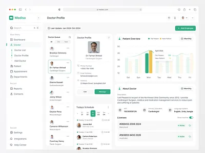 Mediso | Doctor Profile Management Dashboard Design clean dashboard doctor doctor appointment health health monitoring management saas smart health ui wolfpixel