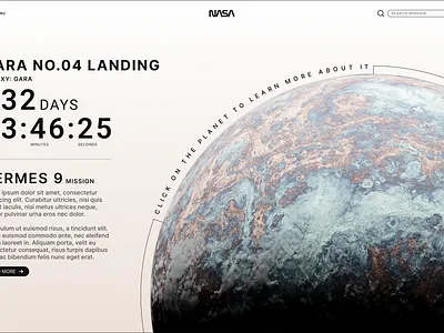 Countdown Timer UI: NASA Concept 3d 3d design 3d planet countdown countdown timer design exploration explore nasa planet procedural product design space travel ui user interface visual design volumetric web design website
