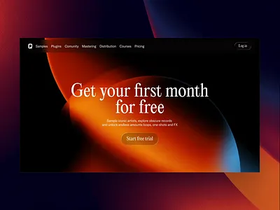 Hero section concept animation background animation creative design daily ui dailyui gradient hero section interface landing page modern ui motion graphics music production sound design sound samples ui design web design