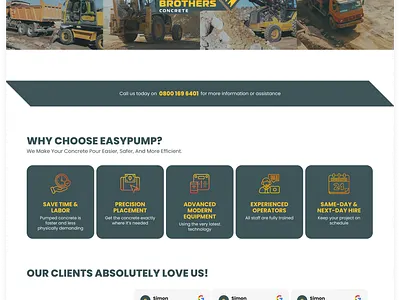Concrete Pump Hire figma landing page typography ui