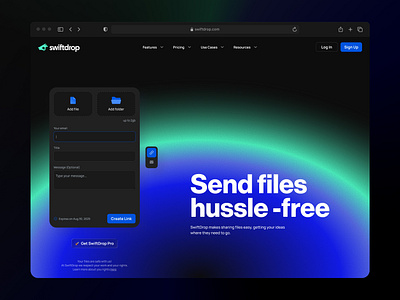 ✨ SwiftDrop — Seamless File Sharing Made Simple 3d animation branding clean ui design graphic design illustration landing page logo minimal design motion graphics pro product design saas startup design ui uiux ux design web design