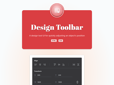 Design Tool UI - HTML & CSS align angle border button card checkbox constraint css dark mode design figma gradient html input red toolbar tooltip transform ui web