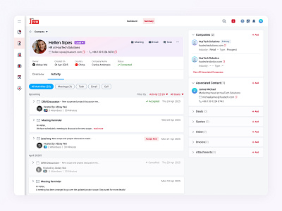 Customer Relationship Management (CRM) card crm dashboard list profile tabs task ui