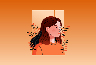 Orange Girl girl illustration orange plants vector woman